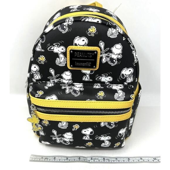 Loungefly Peanuts Snoopy Woodstock Charlie Brown Mini Backpack Black Yellow NWT main image 8